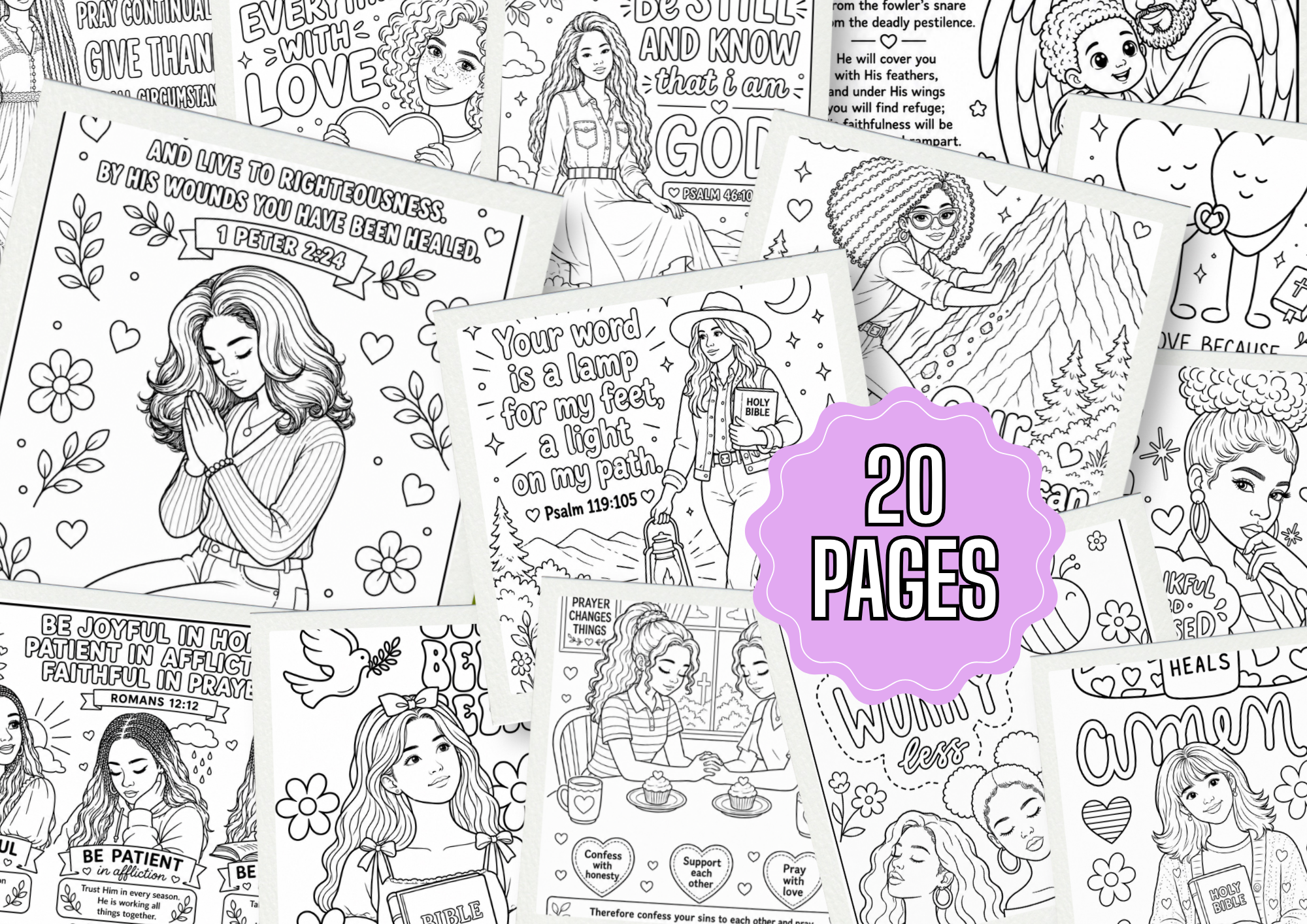 Let’s Pray – Collection 1 - Christian Coloring Pages Bundle