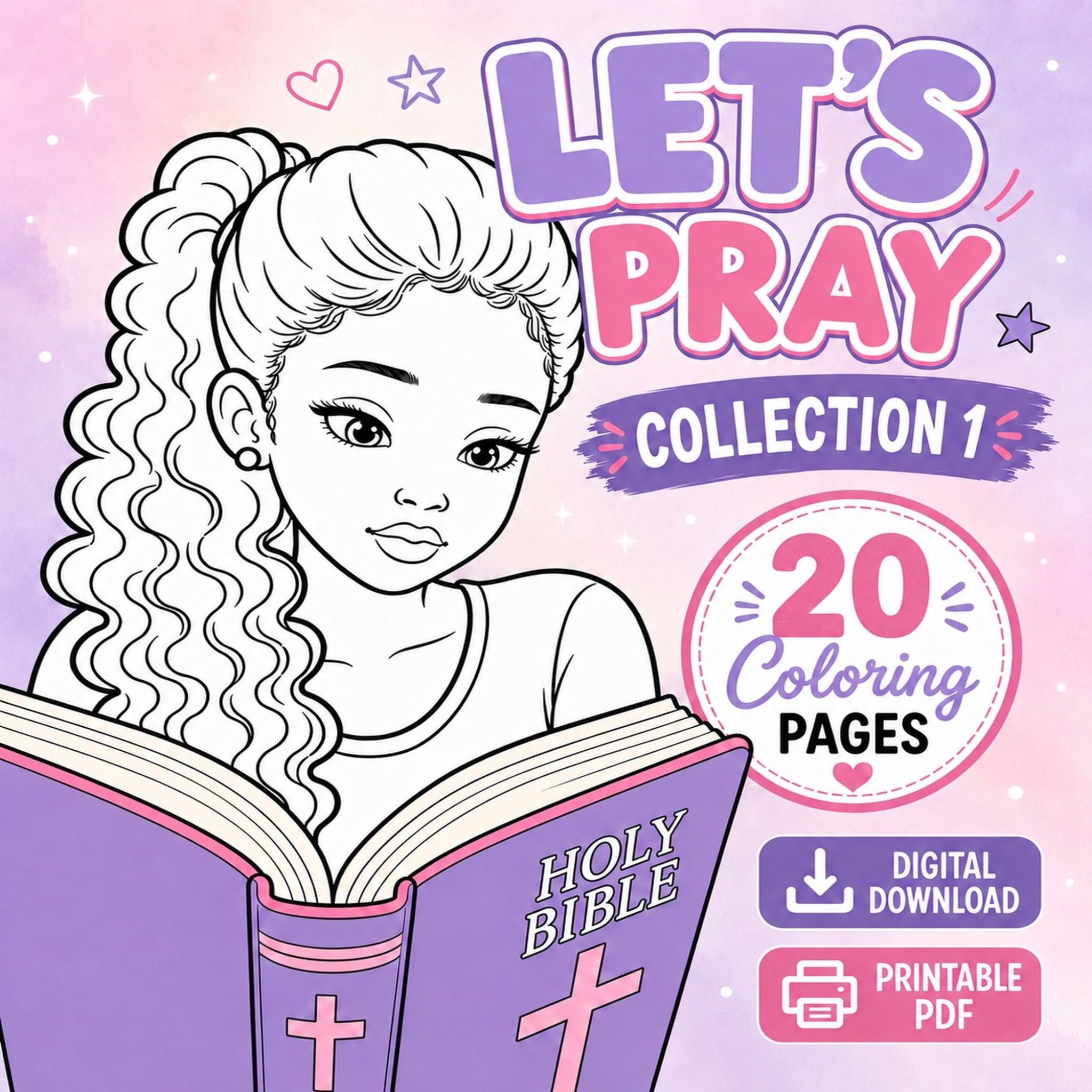 Let’s Pray – Collection 1 - Christian Coloring Pages Bundle