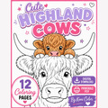 Highland Cow Coloring Pages Bundle: 12 Printable PDF Sheets (Digital Download)